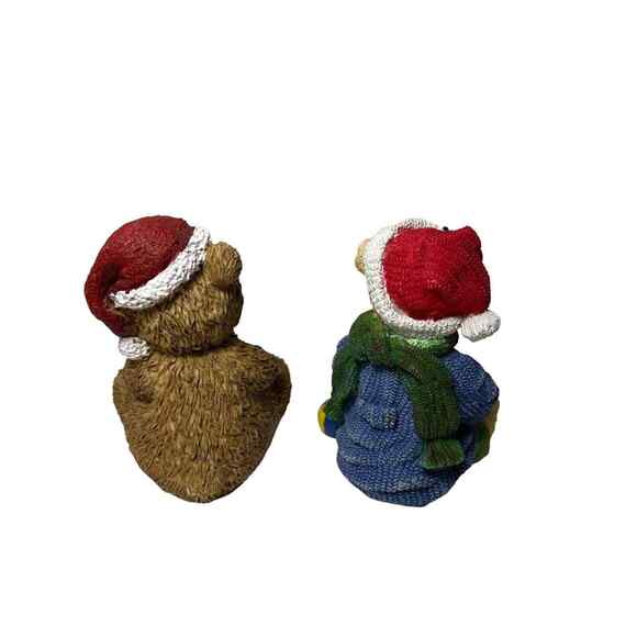 lot of 2 Vintage Resin Christmas Bear Figurines Jack in the Box Wreath Unbranded - Picture 5 of 6